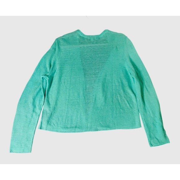 J Jill Linen Blend Cardigan Sweater Open Front Aqua Lightweight Size Large - Picture 3 of 10